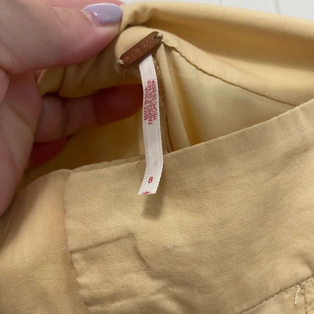 Free People Wide Leg Pants in Pale Yellow - Picture 2 of 4